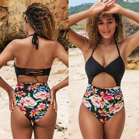 Cupshe Other - NWT Cupshe Alexa Floral Cutout Twist One Piece Swimsuit Size M